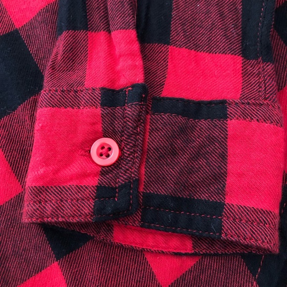 Justice Girls Black and Red Checkered button Down cotton blend shirt - Picture 3 of 4